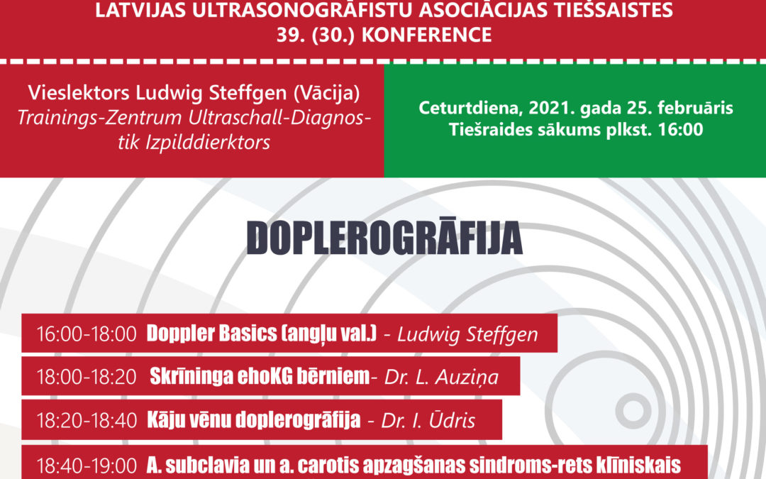 DOPLEROGRĀFIJA – LATVIJAS ULTRASONOGRĀFISTU ASOCIĀCIJAS TIEŠSAISTES 39. (30.) KONFERENCE